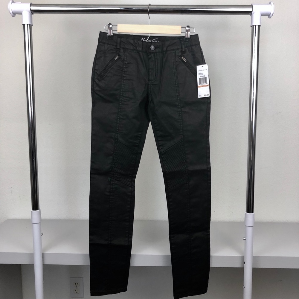 NWT Kenneth Cole Coated Straight Leg Moto Pants